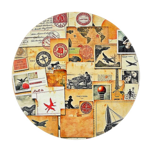 Vintage Retro Postcard Mix Cutting Board (Front)