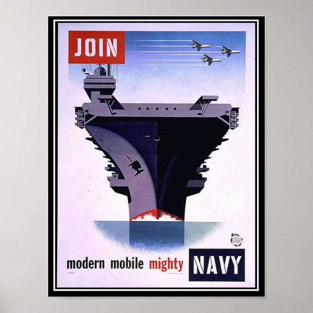 Vintage Retro Poster Join the Navy (Front)