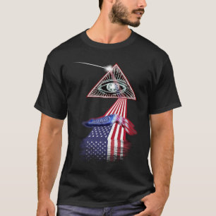Vintage Retro Prism US Flag Cuttlefish T-Shirt