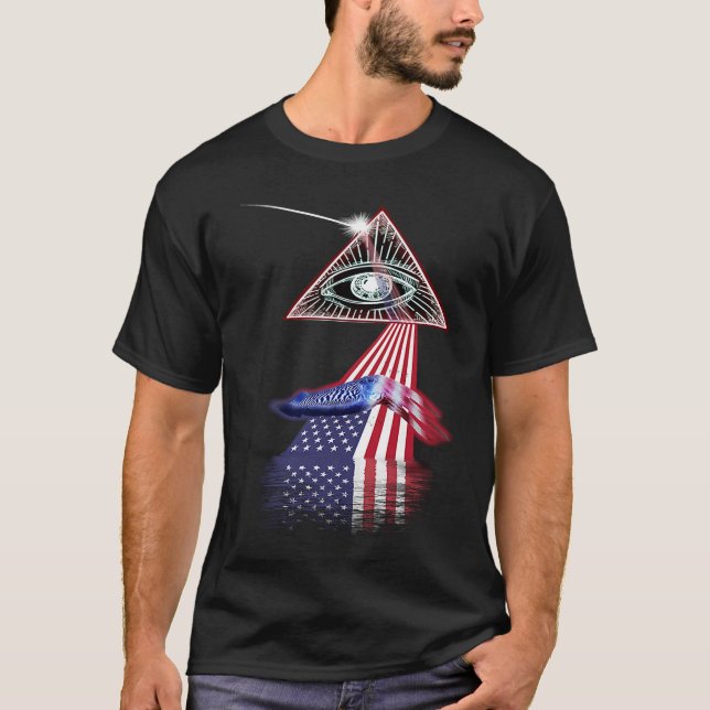Vintage Retro Prism US Flag Cuttlefish T-Shirt (Front)