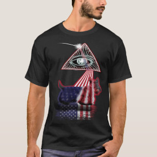 Vintage Retro Prism US Flag Patterdale Terrier T-Shirt