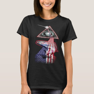 Vintage Retro Prism US Flag Sperm Whale T-Shirt