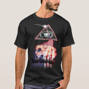 Vintage Retro Prism US Flag Sumo Wrestler T-Shirt