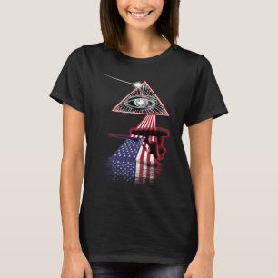 Vintage Retro Prism US Flag Wakeboarding T-Shirt