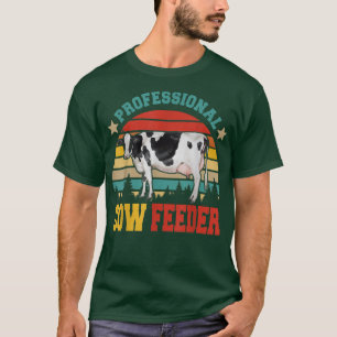 Vintage Retro Professional Cow Feeder Funny Farmer T-Shirt
