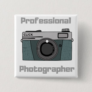 Vintage Retro Professional Photographer Camera 15 Cm Square Badge