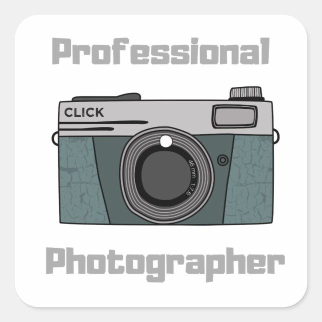 Vintage Retro Professional Photographer Camera Square Sticker (Front)