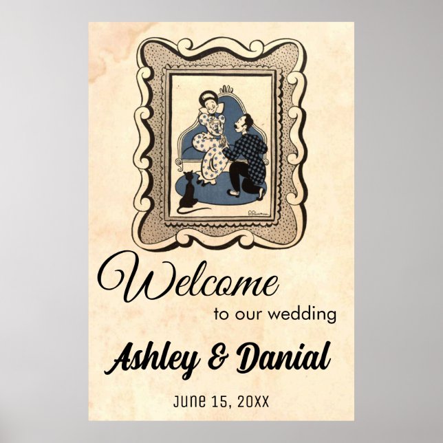 Vintage Retro Proposal 50s Classic Welcome Wedding Poster (Front)