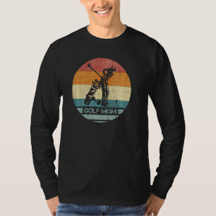 Vintage Retro Proud Golf Player Mum Sunset Silhoue T-Shirt