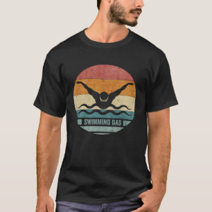 Vintage Retro Proud Swimming Dad Swimmer Silhouett T-Shirt