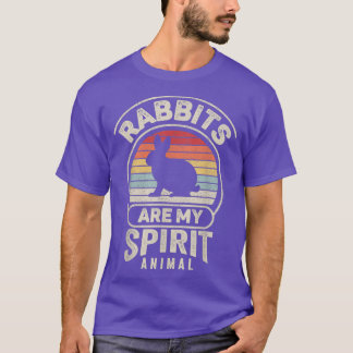 Vintage Retro Rabbits Are My Spirit Animal Rabbit  T-Shirt