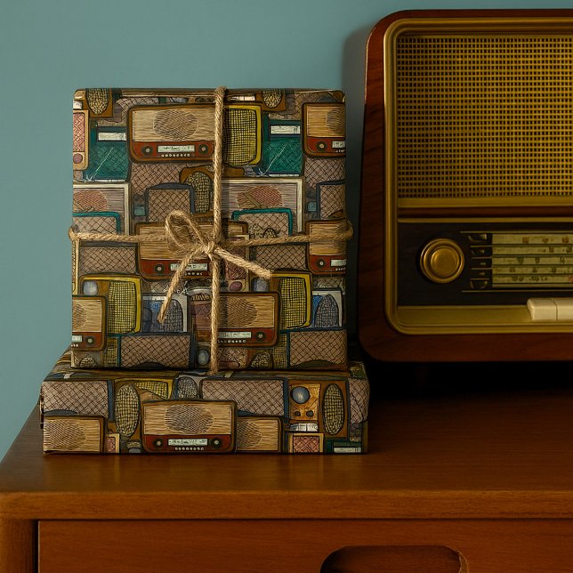 Vintage Retro Radio Mid-Century Antique Wrapping Paper (Creator Uploaded)