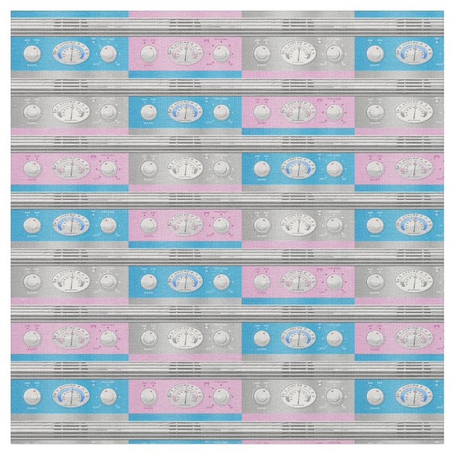 Vintage Retro Radio Nostalgia Fabric (Close Up)