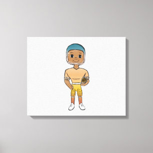 vintage retro rainbow football player ombre canvas print