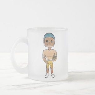 vintage retro rainbow football player ombre frosted glass coffee mug