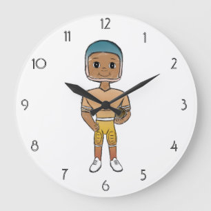 vintage retro rainbow football player ombre large clock