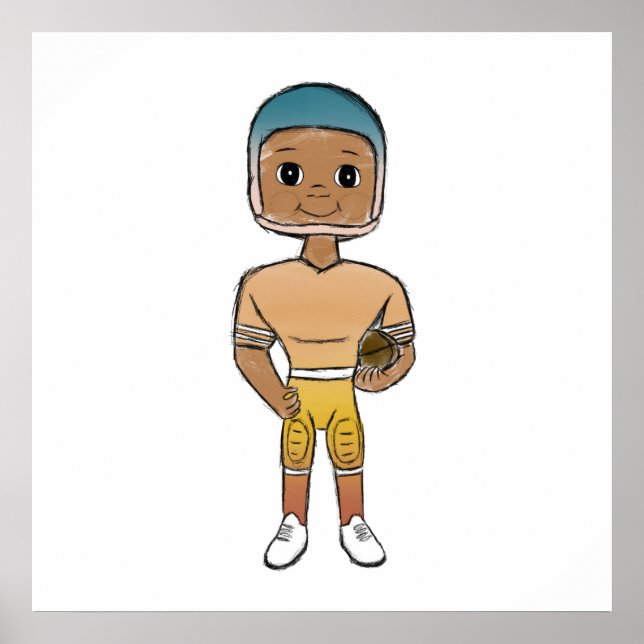 vintage retro rainbow football player ombre   poster (Front)