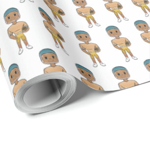 vintage retro rainbow football player ombre wrapping paper