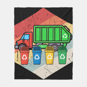 Vintage Retro Recycling Trash Kids Garbage Truck Fleece Blanket