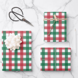 Vintage Retro Red and Green Plaid Wrapping Paper Sheet
