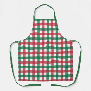 Vintage Retro Red and Green Square Plaid Apron