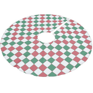 Vintage Retro Red and Green Square Plaid Brushed Polyester Tree Skirt