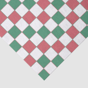 Vintage Retro Red and Green Square Plaid Tissue Paper