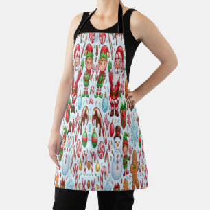 Vintage Retro Red Candy Cane Wonderland Christmas Apron