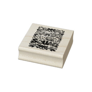 Vintage Retro Red Candy Cane Wonderland Christmas Rubber Stamp
