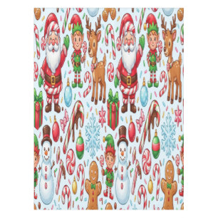 Vintage Retro Red Candy Cane Wonderland Christmas Tablecloth