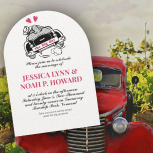 Vintage Retro Red Classic 50s Convertible Car  Invitation