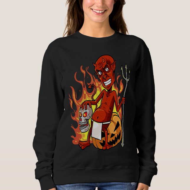 Vintage Retro Red Devil  Red Devil Halloween Sweatshirt (Front)