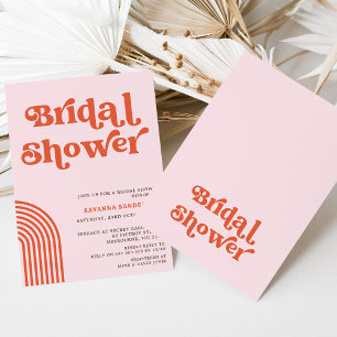 Vintage Retro Red Pink Bridal Shower Invitation