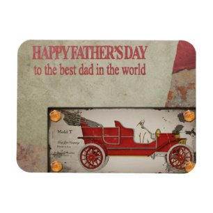 Vintage Retro Red Watercolor Fathers Day Magnet