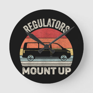 Vintage Retro Regulators Mount Up Funny Mum Round Clock
