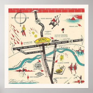 Vintage Retro Reno Nevada Print