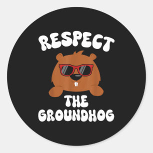 Vintage Retro Respect The Groundhog Holiday Funny  Classic Round Sticker