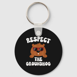 Vintage Retro Respect The Groundhog Holiday Funny Key Ring