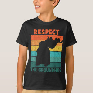 Vintage Retro Respect The Groundhog Holiday Funny T-Shirt