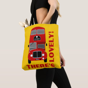 Vintage Retro Rhondda, Wales Double Decker Bus Tote Bag