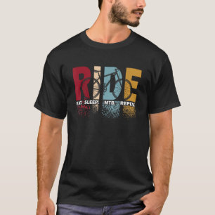 Vintage Retro RIDE Eat Sleep MTB Repeat Mountain B T-Shirt