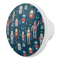 Vintage Retro Robot Pattern Dark
