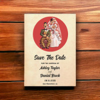 Vintage Retro Romantic Comic Wedding Save the Date