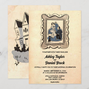 Vintage Retro Romantic Couple Comic Book Wedding Invitation