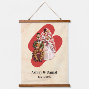 Vintage Retro Romantic Just Married Couple Wedding Hanging Tapestry