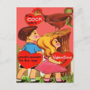 Vintage Retro Rooster Valentine Card