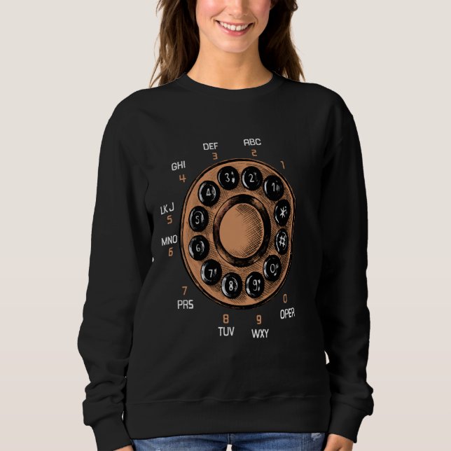 Vintage Retro Rotary Dial Telephone Sweatshirt (Front)
