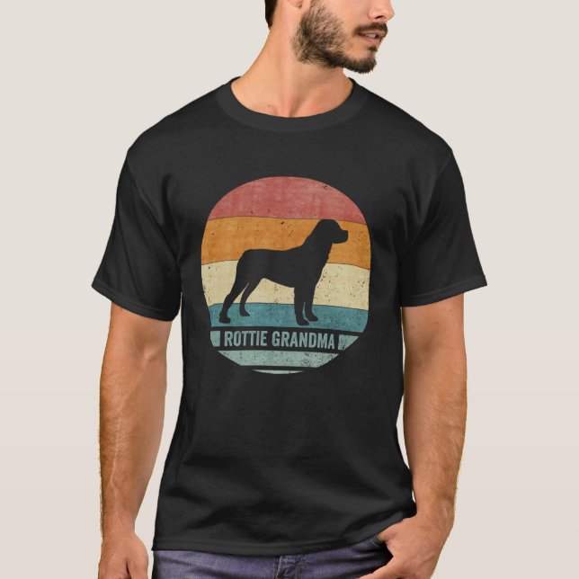 Vintage Retro Rottweiler Grandma Rottie Silhouette T-Shirt (Front)