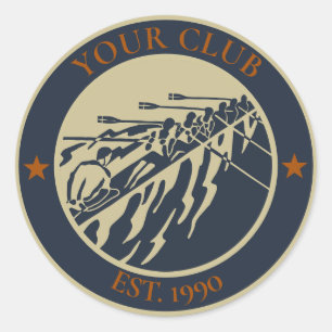 Vintage Retro Rowing Club Logo to personalise Classic Round Sticker