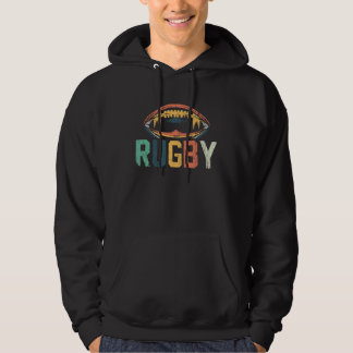 Vintage Retro Rugby  Player Coach Sports  Graphic Hoodie